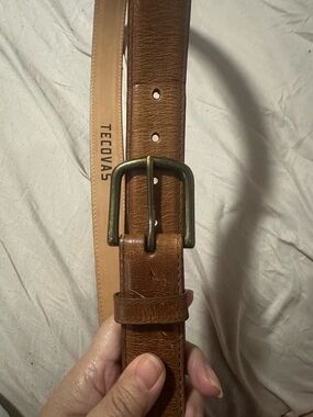 Tecovas Brown Leather Belt with Brass-Tone Buckle